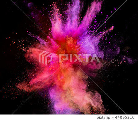 Colored powder explosion isolated on black background. 44095216