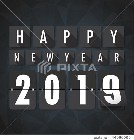 Happy new 2019 year. Greetings card. 44096009
