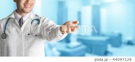 Doctor open hands for your text banner design. Doctor open hands for your text banner design. 44097126