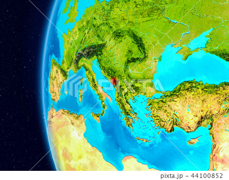 Space view of Montenegro in red 44100852