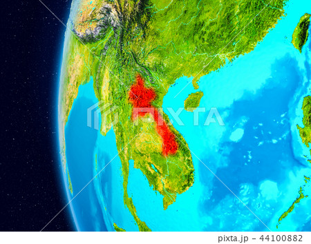 Space view of Laos in red Space view of Laos in red 44100882