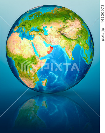 Oman on Earth on reflective surface Oman on Earth on reflective surface 44100973