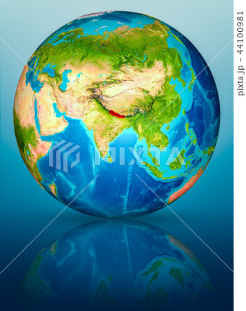 Nepal on Earth on reflective surface 44100981