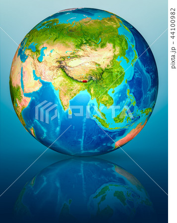 Bhutan on Earth on reflective surface 44100982
