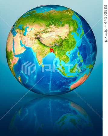 Bangladesh on Earth on reflective surface 44100983