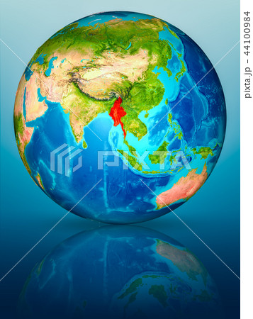 Myanmar on Earth on reflective surface 44100984