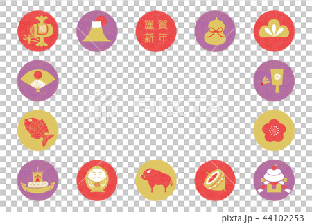 年賀2019縁起物丸背景 44102253