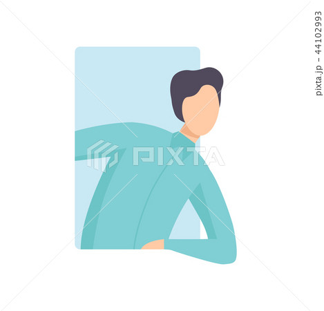 Young man looking out of a rectangular window vector Illustration on a white background. Young man looking out of a rectangular window vector Illustration on a white background. 44102993