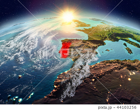 Portugal from space in sunrise Portugal from space in sunrise 44103256