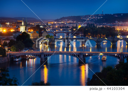 Illuminated bridges in Praha 44103304