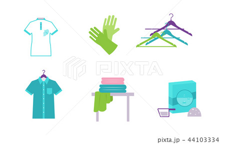 Laundry elements set, equipment and facilities for washing clothes vector Illustration on a white Laundry elements set, equipment and facilities for washing clothes vector Illustration on a white 44103334