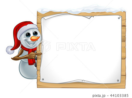 Christmas Snowman Cartoon Sign Christmas Snowman Cartoon Sign 44103385