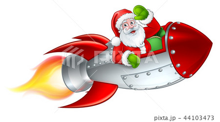 Santa Rocket Sleigh Christmas Cartoon 44103473