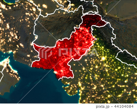 Map of Pakistan at night Map of Pakistan at night 44104084