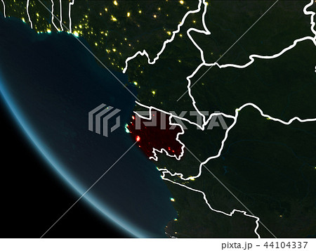 Satellite view of Gabon at night Satellite view of Gabon at night 44104337