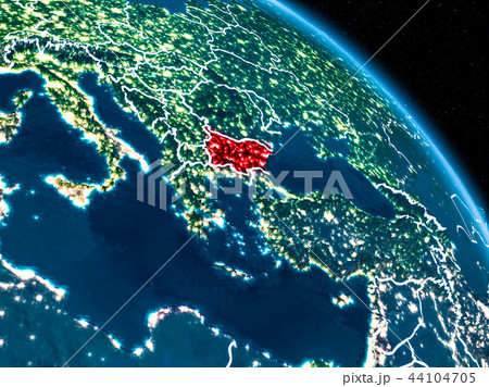 Satellite view of Bulgaria at night 44104705