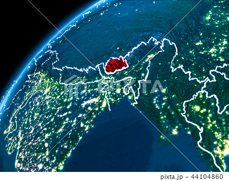 Map of Bhutan at night 44104860