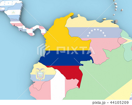 Map of Colombia with flag on globe Map of Colombia with flag on globe 44105209