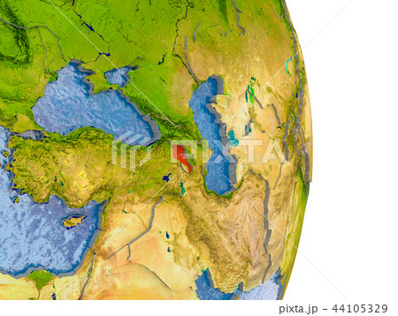Armenia on realistic globe 44105329