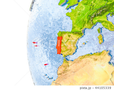 Map of Portugal on model of globe 44105339
