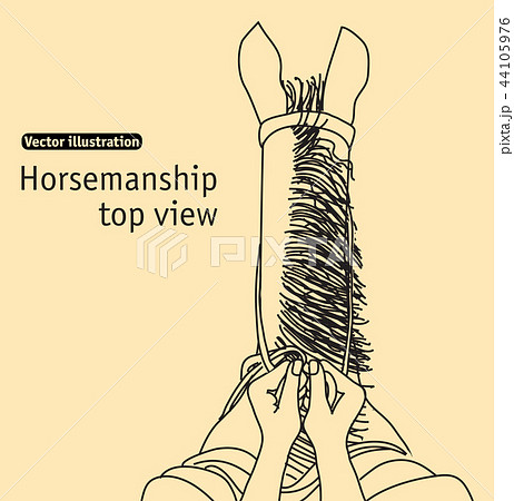 Horseback Riding Hand Black Line Top Viewのイラスト素材