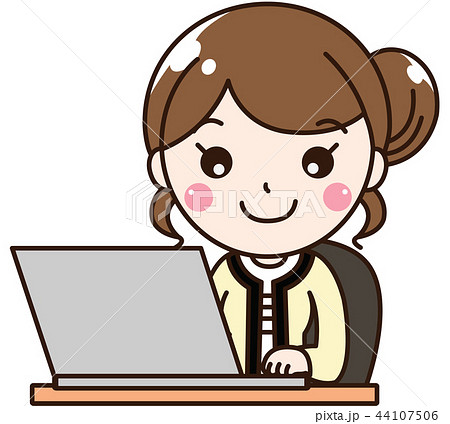 女性会社員olデスクワークpcのイラスト素材