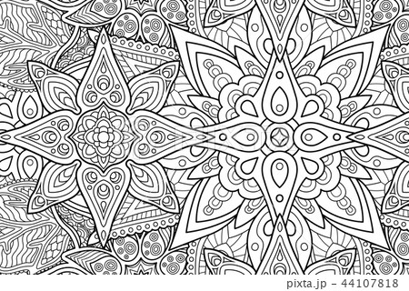 Coloring book page with rectangle floral pattern Coloring book page with rectangle floral pattern 44107818