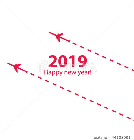 Creative happy new year 2019 design with airplane. Creative happy new year 2019 design with airplane. 44108001
