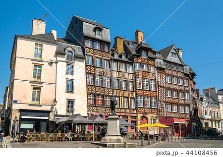 Traditional half-timbered houses in the old town of Rennes, France Traditional half-timbered houses in the old town of Rennes, France 44108456