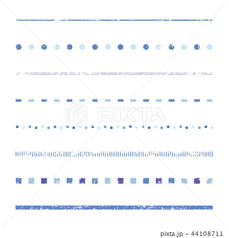 スタンプ風 ラインセット 青 のイラスト素材