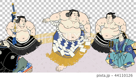 相撲絵　不知火光右エ門　横綱土俵入　浮世絵　歌川国貞　白背景 44110126