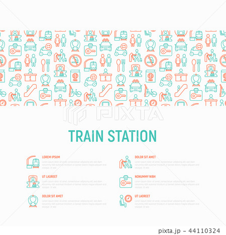 Train station concept with thin line icons 44110324