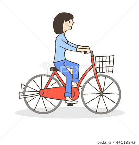 自転車に乗る女性のイラスト素材