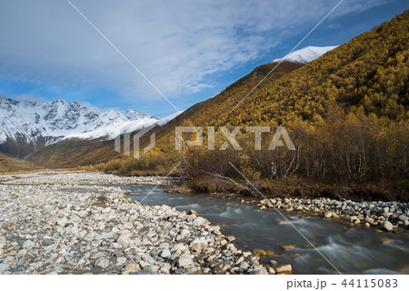 Mountain landscape with river Enguri, Svaneti Mountain landscape with river Enguri, Svaneti 44115083
