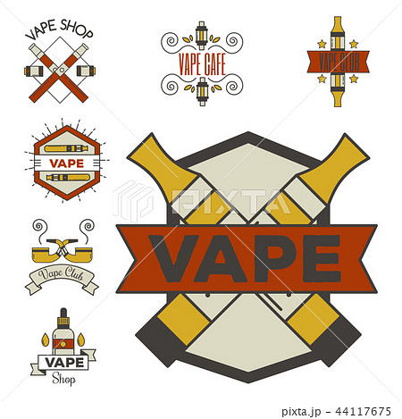 Vaping e-cigarette emblemsvector vintage electronic nicotine cigarette illustration vaporizer device 44117675