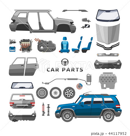 Car Service Parts Flat Auto Mechanic Repair Of のイラスト素材