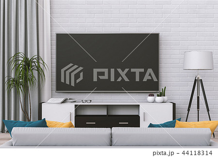 3D rendering of interior living room with Smart TV 44118314