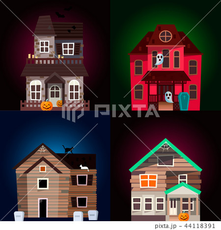 Dark mysterious obscure gloomy terrible witch castle with spooky for Halloween design vector Dark mysterious obscure gloomy terrible witch castle with spooky for Halloween design vector 44118391