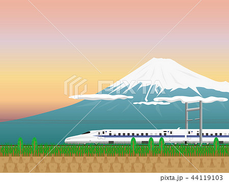 富士山 新幹線 稲わらのイラスト素材