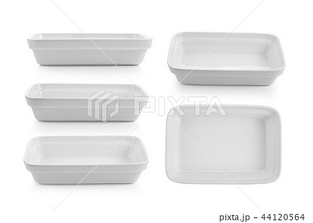 set of ceramic plate on white background 44120564