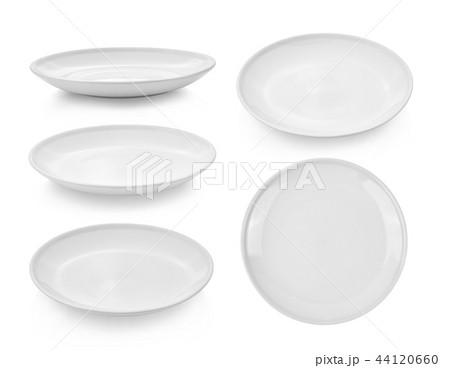 white ceramic plate on white background 44120660