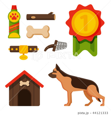 Vector illustration thoroughbred german shepherd dog pet accessory. Vector illustration thoroughbred german shepherd dog pet accessory. 44121333