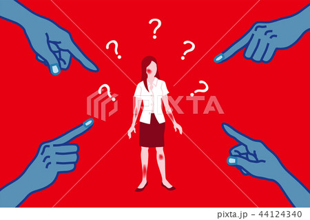 中傷される女性被害者 セクハラ セカンドレイプ コンセプトアートのイラスト素材