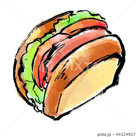 筆描き　パン　ハムサンド 44124917