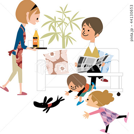幸せなヤングファミリーのイラスト素材