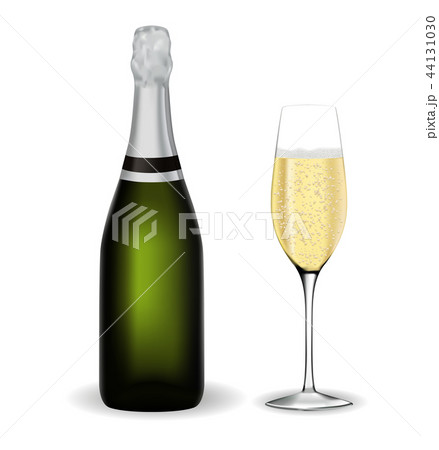 Bottle and glass of champagne 44131030