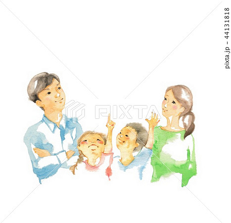上を見上げる家族のイラスト素材