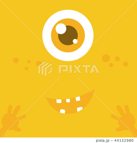 Cute monster cartoon face over yellow abstract Cute monster cartoon face over yellow abstract 44132980