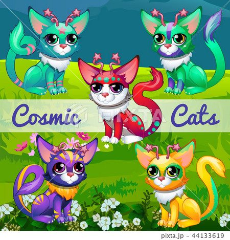 Funny Poster With Image Of Cosmic Cats Sample のイラスト素材