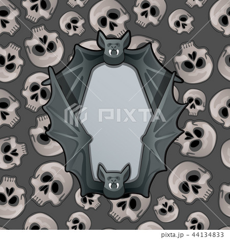 Poster in style of Halloween holiday. Metal frame in the shape of bat wings on the background 44134833